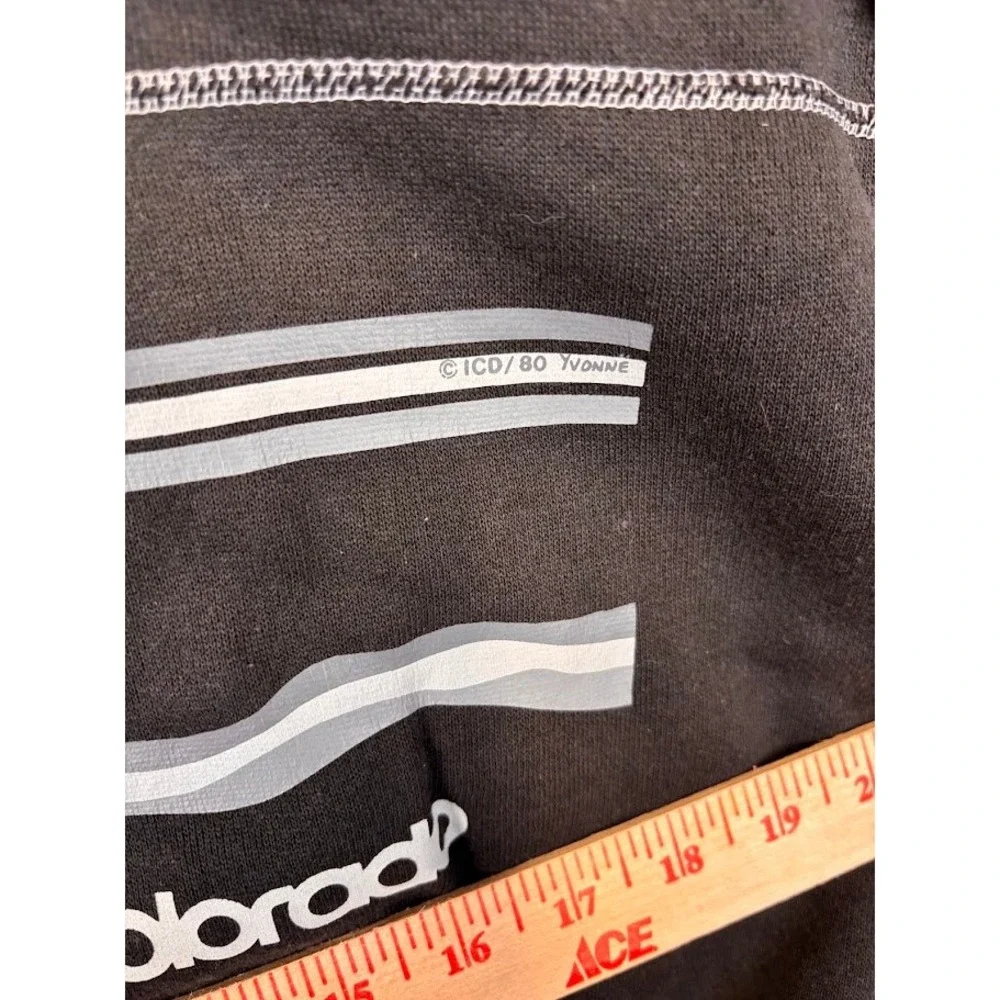 Vintage 80s Pannill Colorado Short Sleeve Sweatshirt Black Gray Large USA Made
